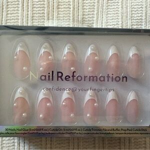 Nail Reformation Pearl Accent French Press-On Nails - Blush Pink & White New